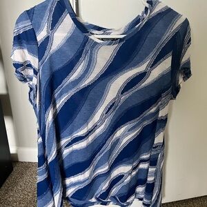 Blue and White Women's Top